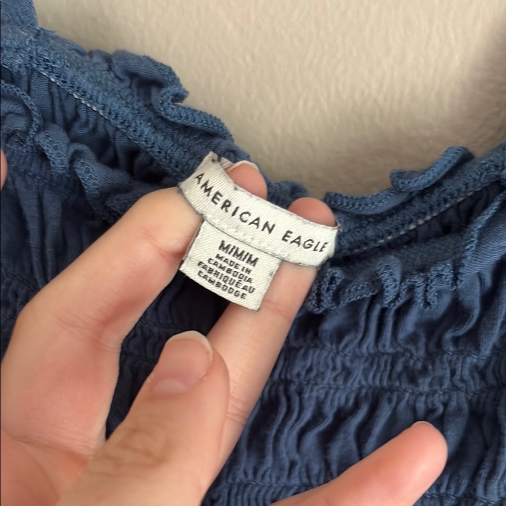 Blue Smocked Women's Tank Top American Eagle - Picture 3 of 6